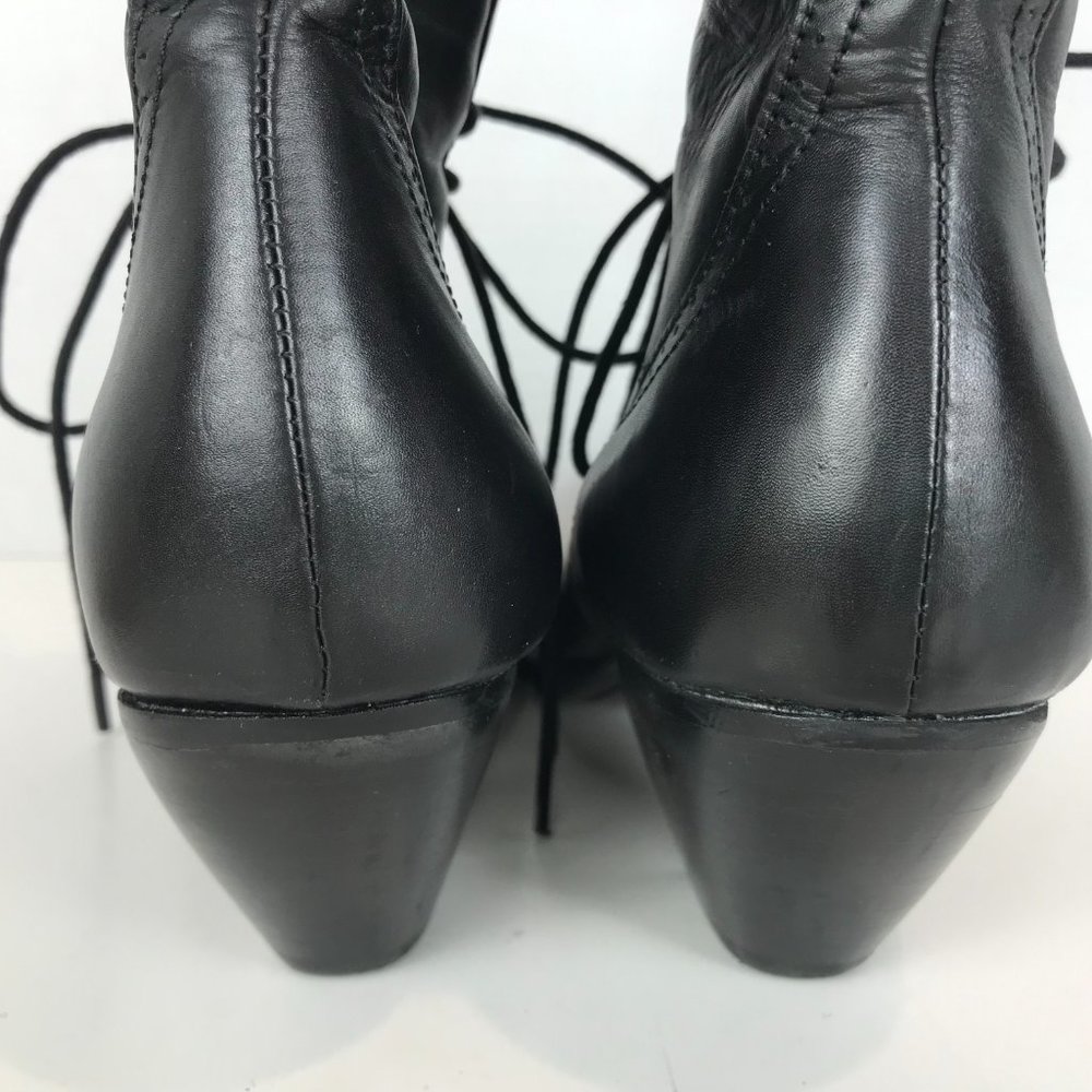 Black Lace-Up Heeled Boots - Women's Elegant Riding Style - Picture 5 of 13